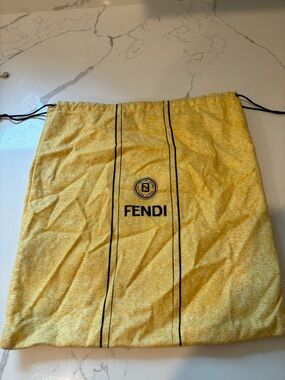 Vintage Fendi Dustcover Drawstring Bag with Gold Metal Drawstring Tips